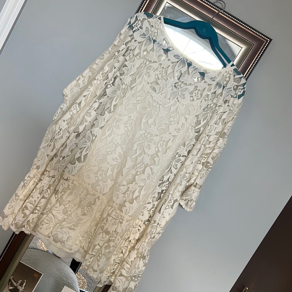 Mango lace dress size small ivory